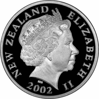 Obverse of 2002 Silver Proof Five Dollar Coin