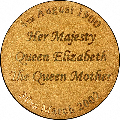 Reverse of Queen Elizabeth the Queen Mother Medallion