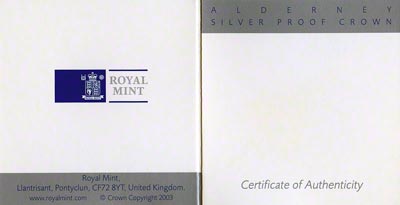 2003 Concorde Silver Proof Five Pound Crown Certificate