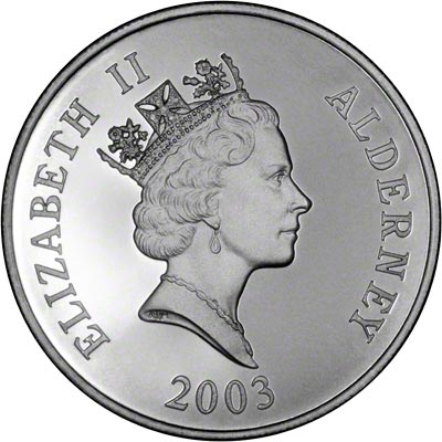 Obverse of 2003 Concorde Silver Proof Five Pound Crown