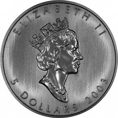 Obverse of 2003 Silver Canadian Maple Leaf