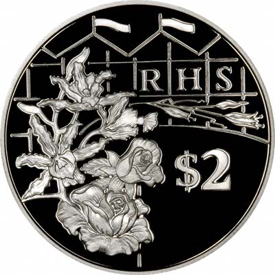 RHS Chelsea Flower Show on Reverse of 2002 Cayman Islands $2