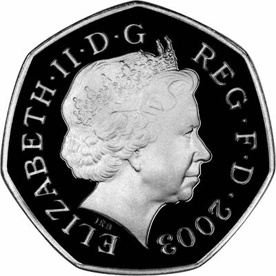 Obverse of Silver Proof 2003 WSPU Fifty Pence