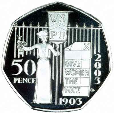 1903 - 2003 'Voted for Women' Fifty Pence