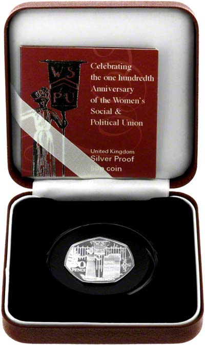 2003 WSPU Silver Proof Fifty Pence in Presentation Box