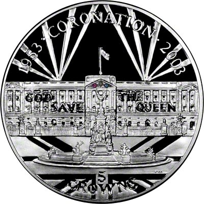 Reverse of 2003 Gibraltar Silver Proof Five Crowns