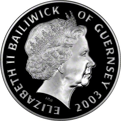 Obverse of 2003 Guernsey Five Pound Crown -Prince William 21st Birthday