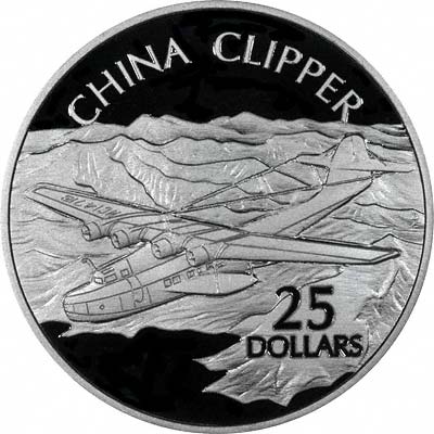China Clipper on Reverse of 2003 Solomon Islands Silver Proof Crown