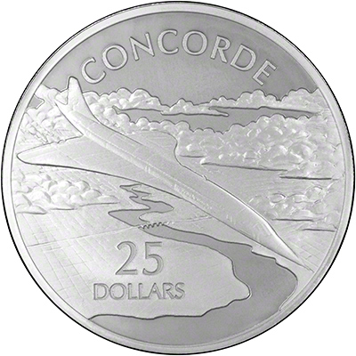 Concorde, World's First Supersonic Airliner on Reverse of 2003 Solomon Islands Silver Proof Crown