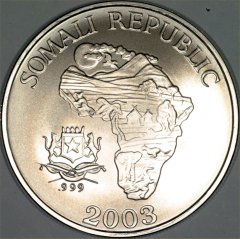 Reverse of 20003 Somalian Silver Monkey