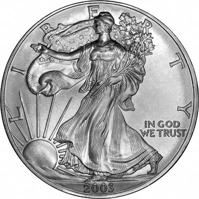 Obverse of 2003 One Ounce Silver Eagle