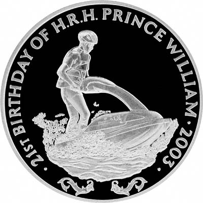 Prince William on Reverse of 2003 Zambia 4,000 Kwacha Silver Proof Crown