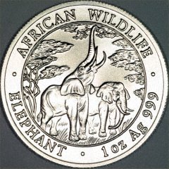 Reverse of 20003 Zambian Silver Elephant