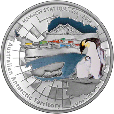 Reverse of 2004 Mawson Station Silver Proof Coin