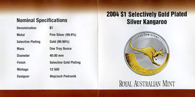 Obverse of 2004 Australian Silver Kangaroo Certificate