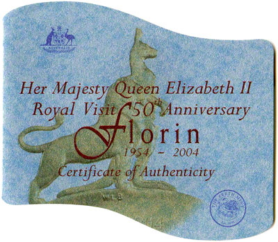2004 50th Anniversary of Royal Visit Silver Proof One Dollar Certificate