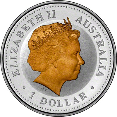 Obverse of 2004 50th Anniversary of Royal Visit Silver Proof One Dollar