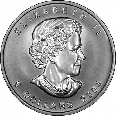 New Portrait of Obverse of 2004 Silver Canadian Maple Leaf