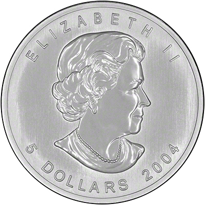 Obverse of 2004 1oz Silver Maple