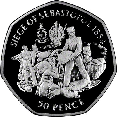 Reverse of 2004 Gibraltar Silver Proof Fifty Pence -  The Siege of Sebastopol 1854