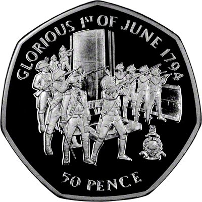 Reverse of 2004 Gibraltar Silver Proof Fifty Pence -  The Glorious First of June