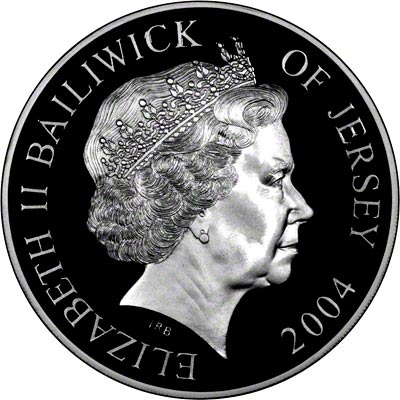 Obverse of 2003 Jersey Silver Proof Ten Pounds