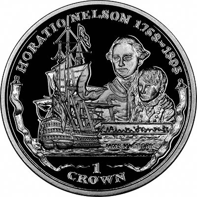 Young Nelson on Reverse of 2005 Falkland Islands Silver Proof Crown