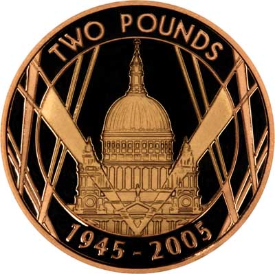 Reverse of Gold Proof 2005 £2 Saint Pauls Cathedral