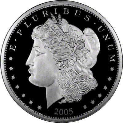 Obverse of 2005 USA Silver Eagle