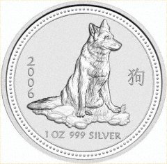 Reverse of 2006 Australian Year of the Dog Silver  Dollar