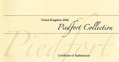 2006 Piedfort Collection Certificate