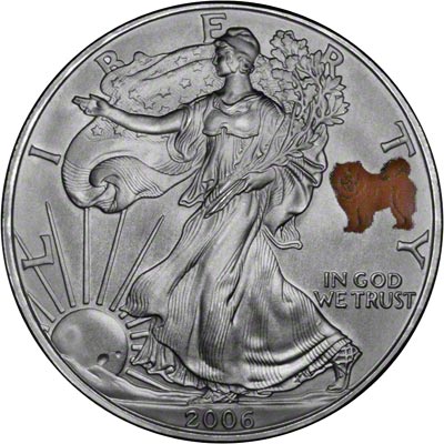 Obverse of 2006 American One Ounce Silver Eagle - Dog Privy Mark