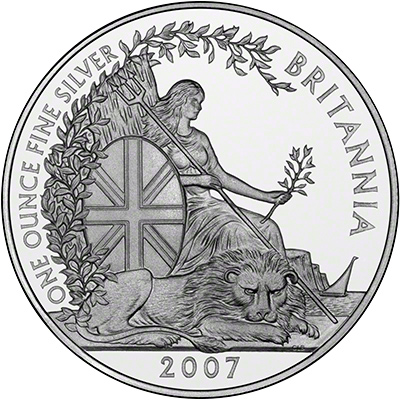 Reverse of 2007 Silver Proof Britannia