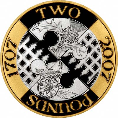 Reverse of 2007 Act of Union £2 Coin