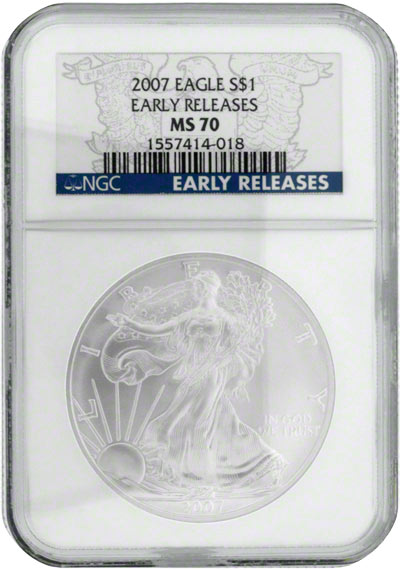 Obverse of 2007 American One Ounce Silver Eagle - Early Releases