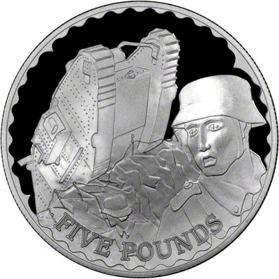 Reverse of 2008 Alderney Silver Proof Five Pounds