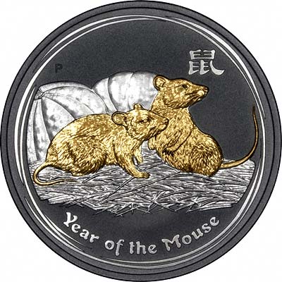 Reverse of 2008 Australian Year Of The Rat or Mouse One Ounce Silver Bullion Coin - Series 2
