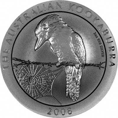 Reverse of 2008 Australian Two Ounce Silver Kookaburra