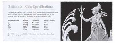 2008 Britannia 4 Coin Silver Proof Collection Specifications