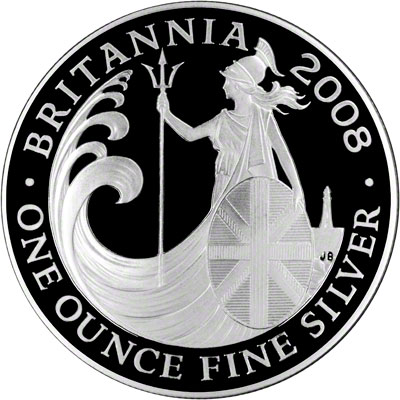 Reverse of 2008 Seaside Silver Proof Britannia