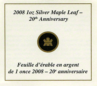 2008 Silver Maple Leaf Certificate