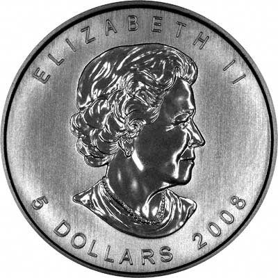 Obverse of 2008 Silver Canadian Maple Leaf
