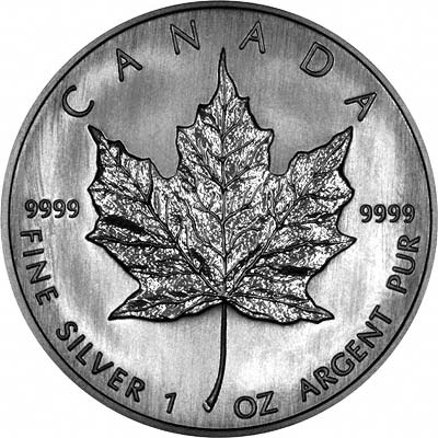 Reverse of 2008 Silver Canadian Maple Leaf