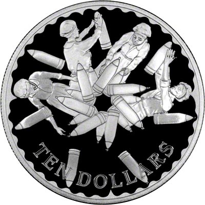 Reverse of 2008 Cayman Islands Silver Proof Ten Dollars