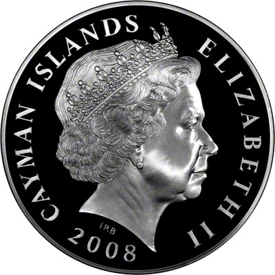 Obverse of 2008 Cayman Islands Silver Proof Fifty Dollars