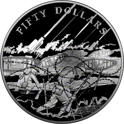 Reverse of 2008 Cayman Islands Silver Proof Fifty Dollars