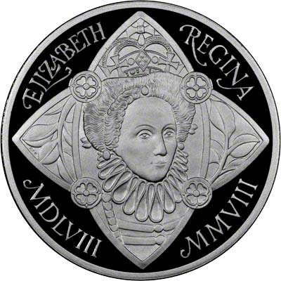 Reverse of 2008 UK Platinum Queens Elizabeth I Crown