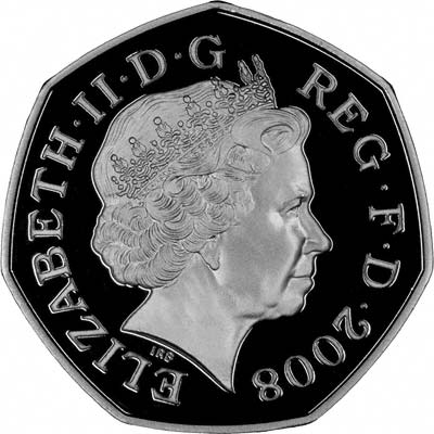 Obverse of 2008 Silver Proof Fifty Pence