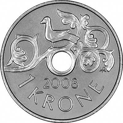 Obverse of 2008 Norwegian 1 Krone