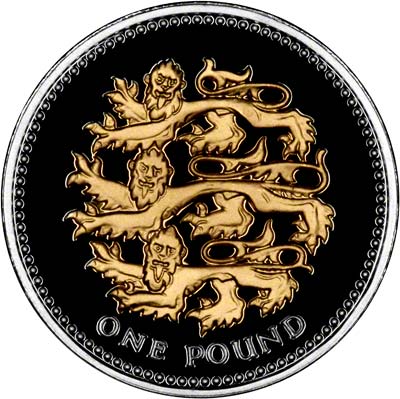 Reverse of 2008 Silver Proof with Selected Gold Plating English Lion One Pound